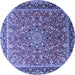 Round Machine Washable Persian Blue Traditional Rug, wshtr1659blu