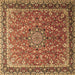 Square Machine Washable Persian Brown Traditional Rug, wshtr1659brn