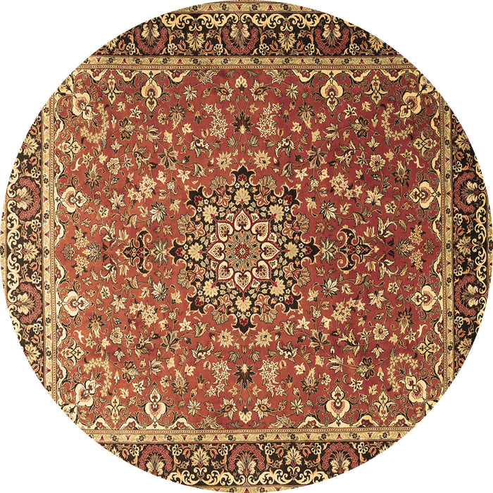 Round Machine Washable Persian Brown Traditional Rug, wshtr1659brn