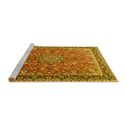 Sideview of Machine Washable Persian Yellow Traditional Rug, wshtr1659yw