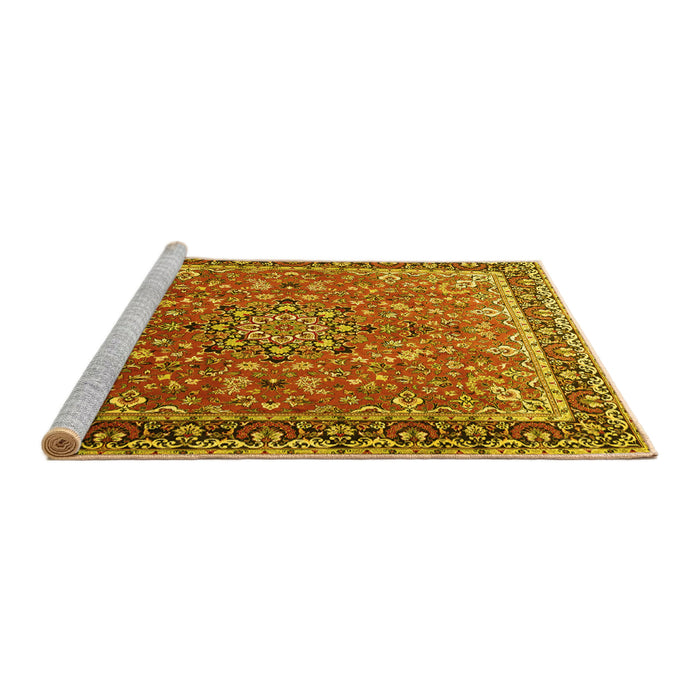Sideview of Machine Washable Persian Yellow Traditional Rug, wshtr1659yw