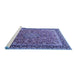 Sideview of Machine Washable Persian Blue Traditional Rug, wshtr1659blu