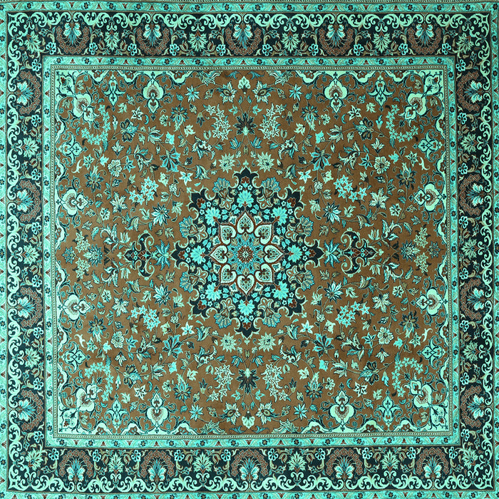 Square Persian Turquoise Traditional Rug, tr1659turq