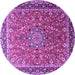 Round Machine Washable Persian Purple Traditional Area Rugs, wshtr1659pur