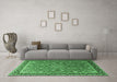 Machine Washable Persian Emerald Green Traditional Area Rugs in a Living Room,, wshtr1659emgrn