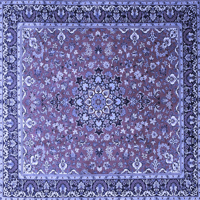 Square Machine Washable Persian Blue Traditional Rug, wshtr1659blu