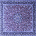 Square Machine Washable Persian Blue Traditional Rug, wshtr1659blu