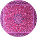 Round Machine Washable Persian Pink Traditional Rug, wshtr1659pnk