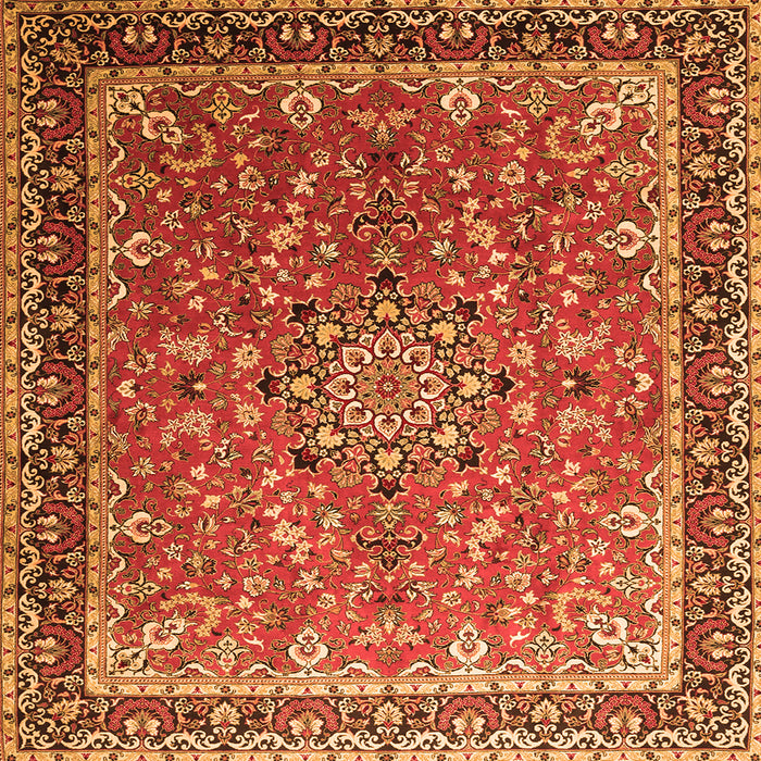 Round Machine Washable Persian Orange Traditional Area Rugs, wshtr1659org