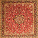 Round Machine Washable Persian Orange Traditional Area Rugs, wshtr1659org