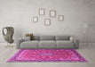 Machine Washable Persian Pink Traditional Rug in a Living Room, wshtr1659pnk