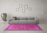 Machine Washable Persian Pink Traditional Rug, wshtr1659pnk