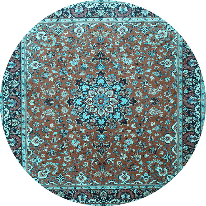 Round Machine Washable Persian Light Blue Traditional Rug, wshtr1659lblu