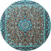 Round Machine Washable Persian Light Blue Traditional Rug, wshtr1659lblu