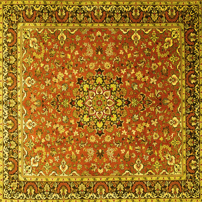 Square Machine Washable Persian Yellow Traditional Rug, wshtr1659yw