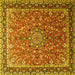 Square Machine Washable Persian Yellow Traditional Rug, wshtr1659yw