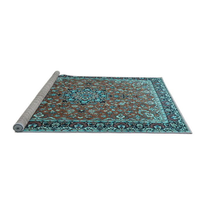 Sideview of Machine Washable Persian Light Blue Traditional Rug, wshtr1659lblu