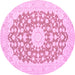 Round Machine Washable Medallion Pink Traditional Rug, wshtr165pnk