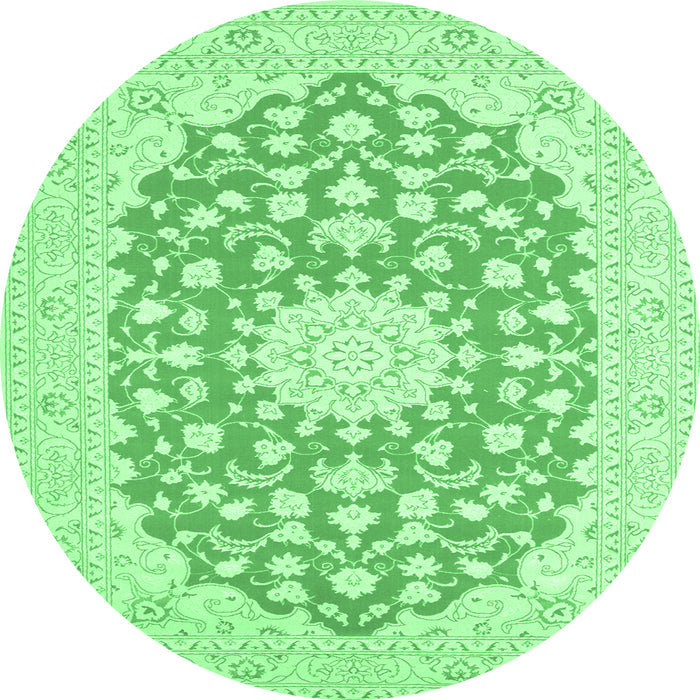 Round Medallion Emerald Green Traditional Rug, tr165emgrn