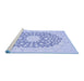 Sideview of Machine Washable Medallion Blue Traditional Rug, wshtr165blu