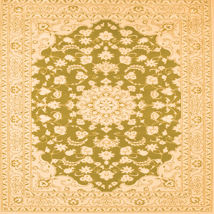 Round Machine Washable Medallion Orange Traditional Area Rugs, wshtr165org