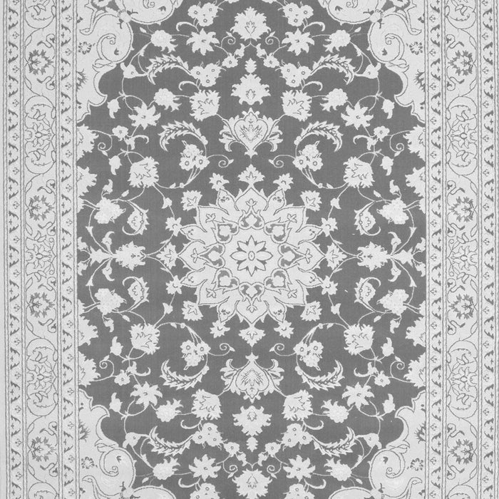 Serging Thickness of Machine Washable Medallion Gray Traditional Rug, wshtr165gry