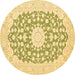 Round Medallion Brown Traditional Rug, tr165brn