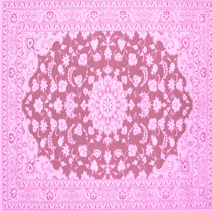 Square Machine Washable Medallion Pink Traditional Rug, wshtr165pnk