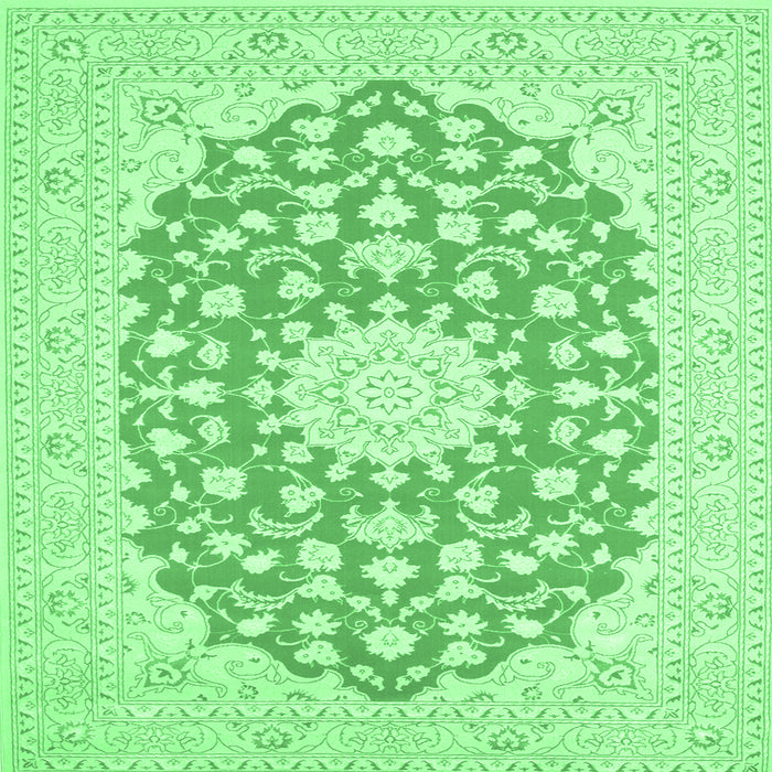 Square Medallion Emerald Green Traditional Rug, tr165emgrn