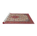 Sideview of Machine Washable Traditional Tan Brown Rug, wshtr1660