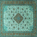 Square Medallion Turquoise Traditional Rug, tr1660turq