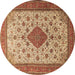 Round Medallion Brown Traditional Rug, tr1660brn