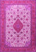 Machine Washable Medallion Pink Traditional Rug, wshtr1660pnk