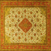 Square Medallion Yellow Traditional Rug, tr1660yw