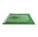 Sideview of Machine Washable Medallion Emerald Green Traditional Area Rugs, wshtr1660emgrn