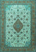 Machine Washable Medallion Turquoise Traditional Area Rugs, wshtr1660turq