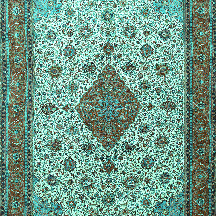 Machine Washable Medallion Turquoise Traditional Area Rugs, wshtr1660turq