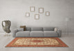 Machine Washable Medallion Brown Traditional Rug in a Living Room,, wshtr1660brn