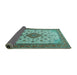 Sideview of Medallion Turquoise Traditional Rug, tr1660turq