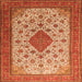 Round Machine Washable Medallion Orange Traditional Area Rugs, wshtr1660org