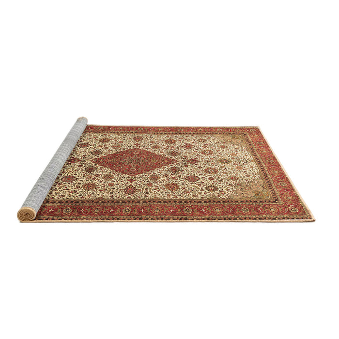 Sideview of Machine Washable Medallion Brown Traditional Rug, wshtr1660brn