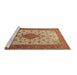 Sideview of Machine Washable Medallion Brown Traditional Rug, wshtr1660brn