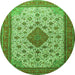 Square Medallion Green Traditional Rug, tr1660grn