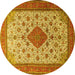 Round Medallion Yellow Traditional Rug, tr1660yw