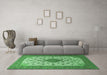 Machine Washable Medallion Emerald Green Traditional Area Rugs in a Living Room,, wshtr1660emgrn