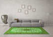 Machine Washable Medallion Green Traditional Area Rugs in a Living Room,, wshtr1660grn