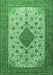 Machine Washable Medallion Emerald Green Traditional Area Rugs, wshtr1660emgrn