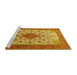 Sideview of Machine Washable Medallion Yellow Traditional Rug, wshtr1660yw