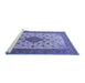 Sideview of Machine Washable Medallion Blue Traditional Rug, wshtr1660blu