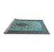 Sideview of Machine Washable Medallion Light Blue Traditional Rug, wshtr1660lblu